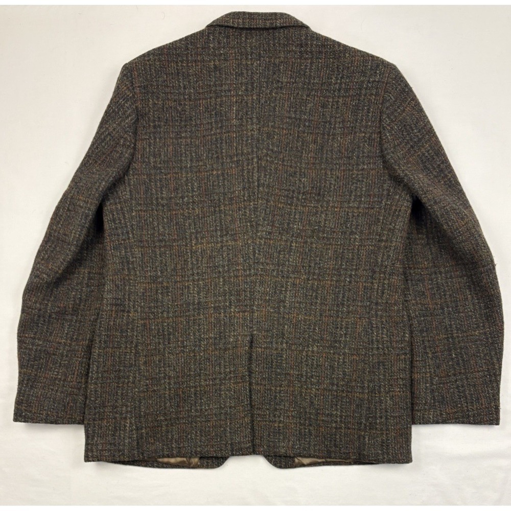 VTG Harris Tweed Dunn & Co Green/Brown/Rust Plaid Sport Coat 42R Great Britain - Picture 4 of 12